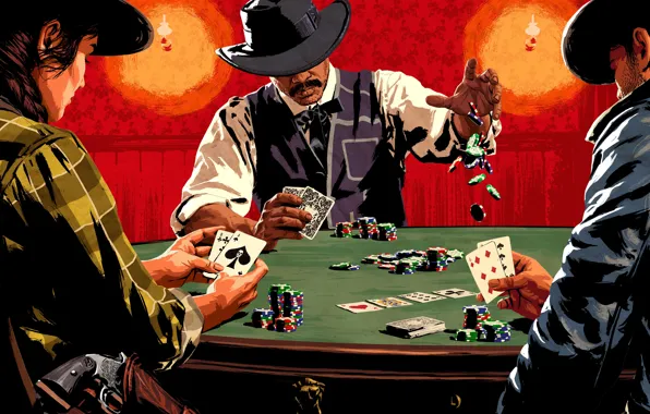 Picture card, table, chips, Wild West, poker, Red Dead Redemption 2, Red Dead Online