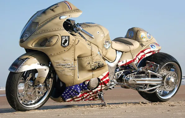 SAND, COAST, SHORE, CHROME, AIRBRUSHING, SPORTBIKE, TUNING, FLAG