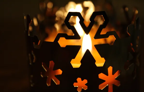 Fire, candle, snowflake