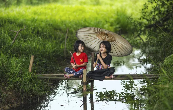 Girls, nature, boys, children