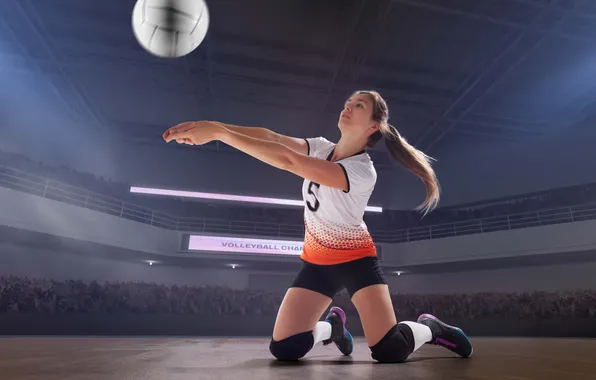 Professional, female, volleyball, players, action