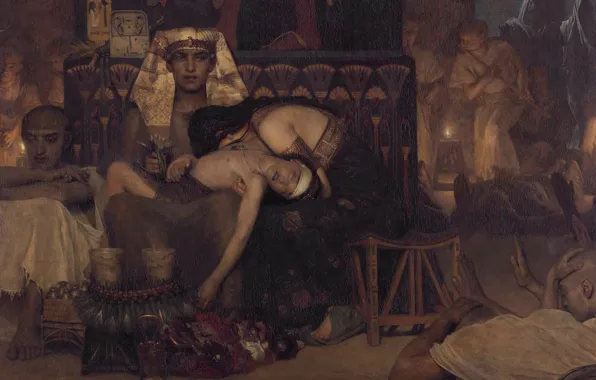 Picture, history, mythology, Lawrence Alma-Tadema, Lawrence Alma-Tadema, The Death Of The Firstborn Of The Pharaoh