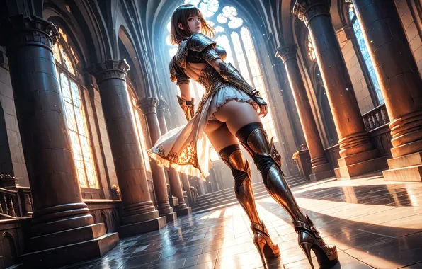 Feet, interior, boots, view, girl art