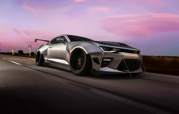 Auto, Road, Chevrolet, Machine, Grey, Movement, Camaro, Car