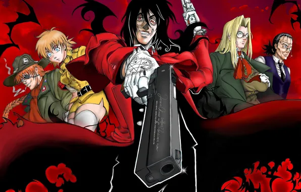 HD wallpaper: male anime character wallpaper, Hellsing, Alucard, pistol,  vampires