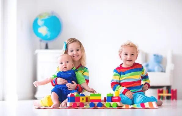 Children, the game, colorful, designer, toy, blocks, playing, Kids