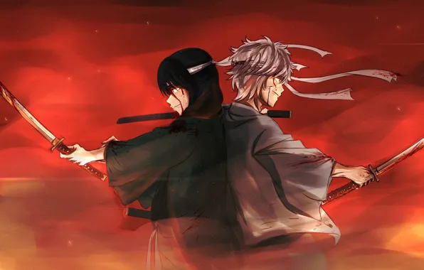 Guy, guys, friends, samurai, Gintama, Gintama
