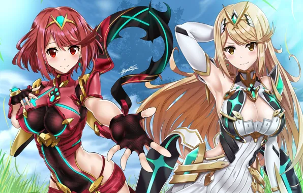 Girls, anime, art, xenoblade