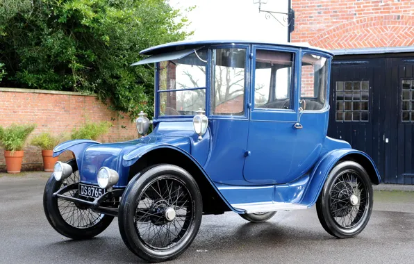 Retro, blue, side, Detroit, 1915, Electric, Brougham