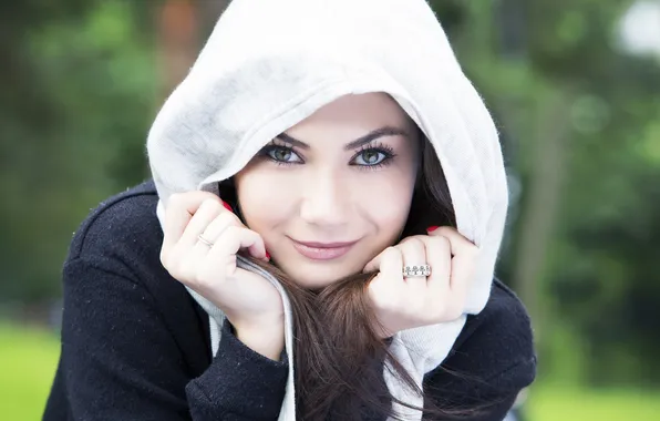 Girl, face, smile, ring