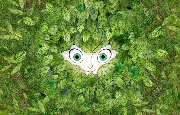 Picture look, smile, fantasy, foliage, cartoon, green eyes, Aisling, The Secret Of Kells
