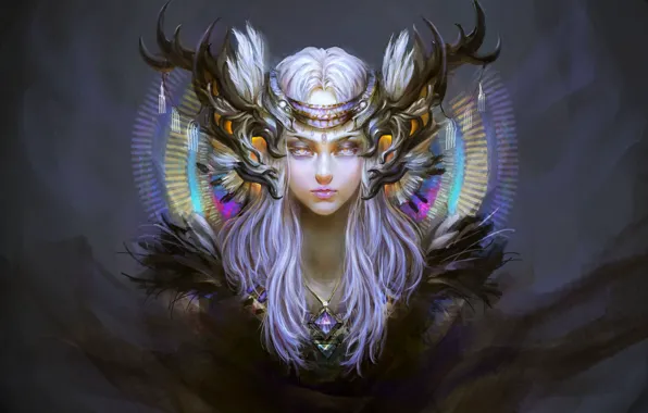 Decoration, Girl, minimalism, horns