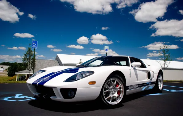 Picture white, ford, blue, stripes, gt