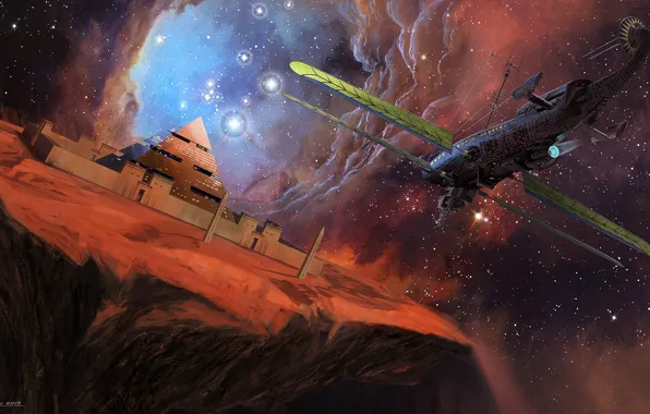 Space, stars, pyramid, camera, Star King