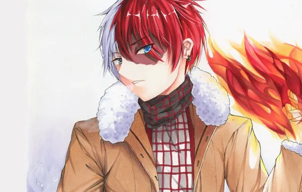 Fire, guy, coat, My hero Academy, Todoroki Shouto, My Hero Academia, Boku No Hero Academy, …