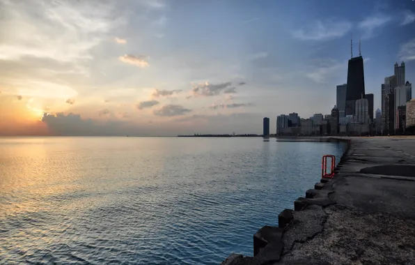 City, lights, skyscrapers, the evening, Chicago, USA, USA, America