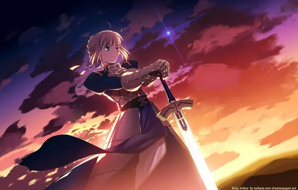 The sky, saber, fate-stay night