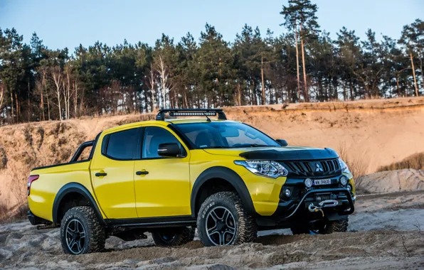 Yellow, Mitsubishi, Cars, L200, 2016, Monster Concept