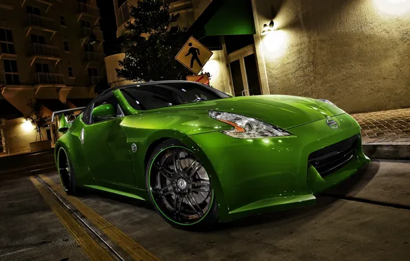 Car, machine, auto, green, Nissan, green, racing, Nissan 370Z