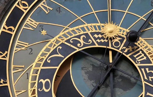 Picture macro, Prague, Czech Republic, astronomical clock