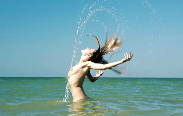 Chest, water, girl, splash, grace