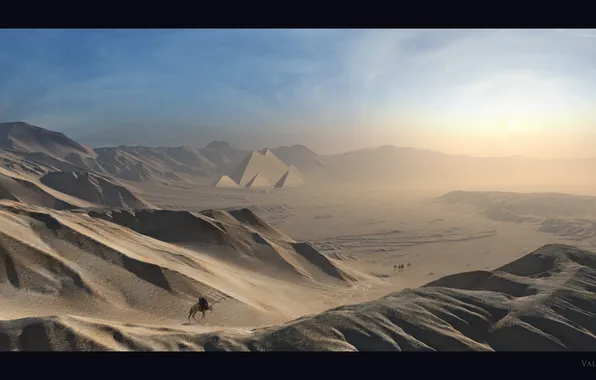 Sand, the sky, rays, landscape, nature, desert, valley