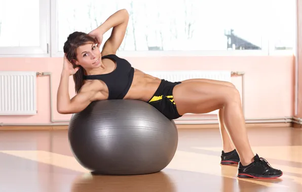 Picture girl, look, ball, fitness, abs
