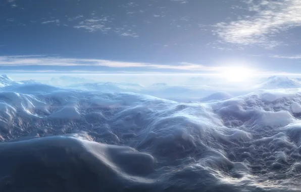 Picture snow, mountains, nature, landscape, art