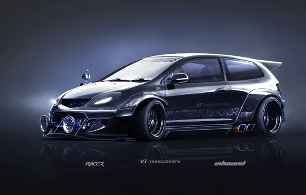 Auto, Machine, Honda, Art, Rendering, Civic, Honda Civic, Type-R