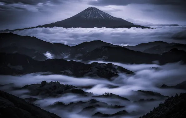 Clouds, mountains, Japan