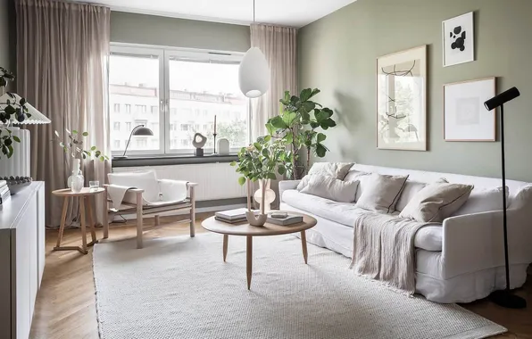 Design, style, lamp, room, interior, plants, pictures, living room