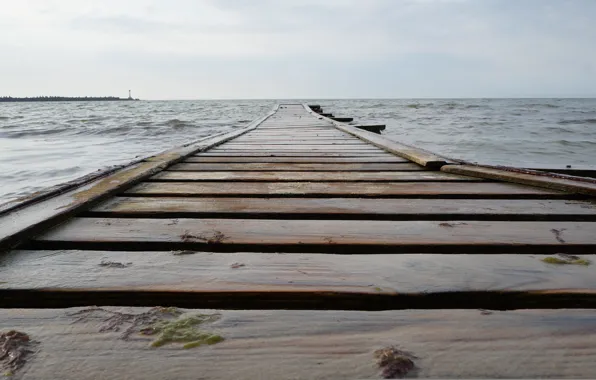 Sea, water, overcast, the bridge
