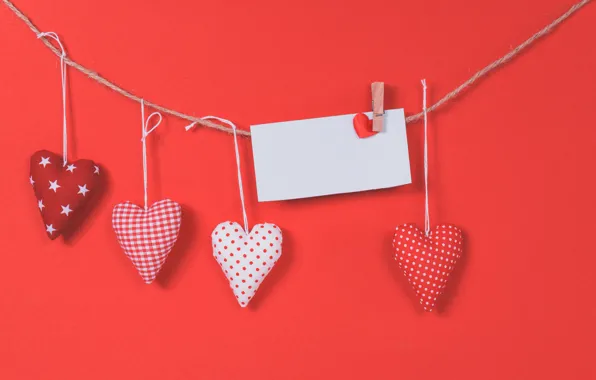 Paper, holiday, white, heart, heart, rope, hearts, red