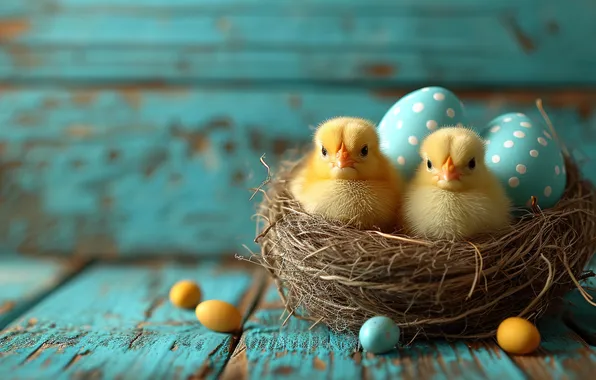 Flowers, chickens, eggs, spring, colorful, Easter, happy, flowers