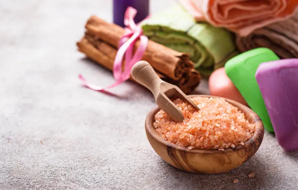Towel, soap, relax, cinnamon, Spa, salt, spa
