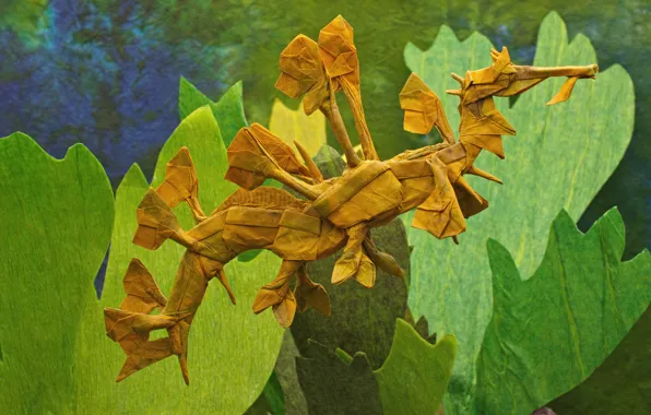 Paper, background, origami, Sea, horse-the ragpicker, Leafy Sea Dragon