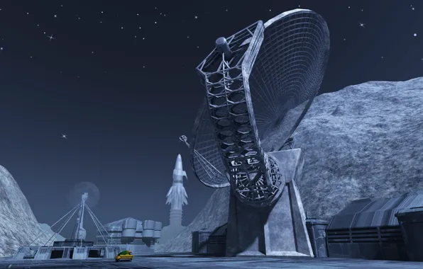 Mountains, stars, station, object, Signal