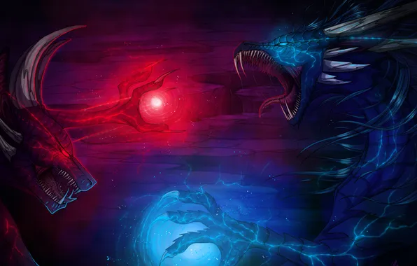 Water, lights, fiction, anger, dragon, art, mouth, fangs