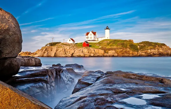 Sea, landscape, lighthouse