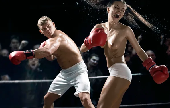 Chest, sport, panties, humor, Boxing, blow, gloves, the trick