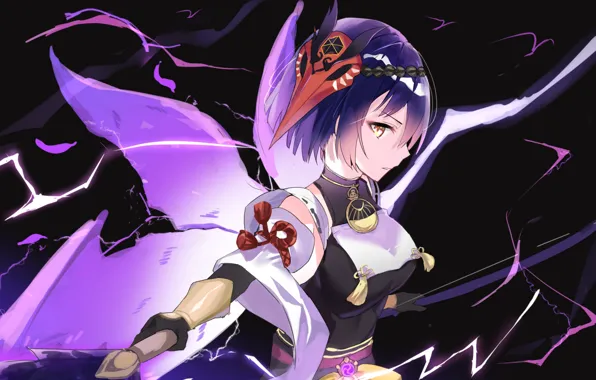 Girl, zipper, fantasy, Genshin Impact, Kujou Sara