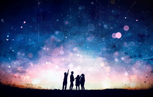 The sky, night, teenagers