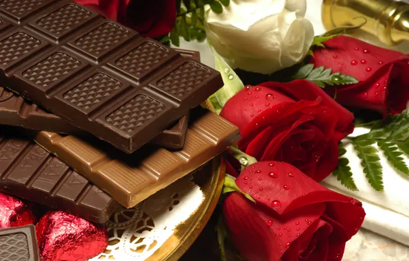 Photo, chocolate, roses