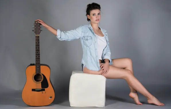 Look, girl, model, guitar, figure, legs, Celeste