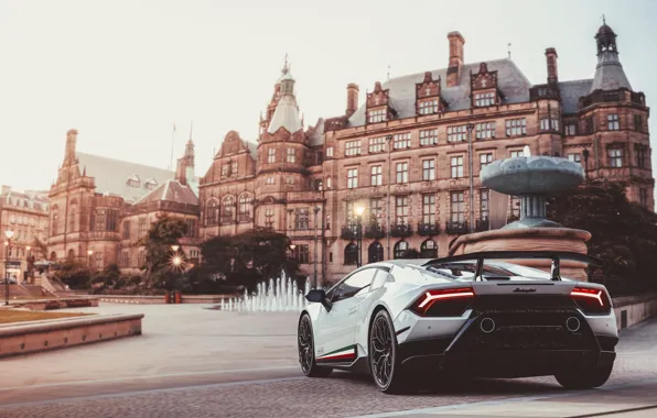 Machine, auto, white, the city, Lamborghini, Huracan, Lamborghini Huracan, Transport & Vehicles