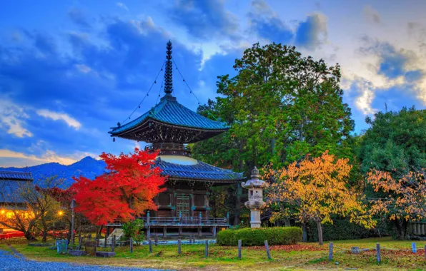 Autumn, HDR, Japan, pagoda, Kyoto
