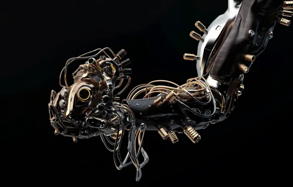 Fiction, robot, hand, art, heart, Vladislav Ociacia, Robotic hand holds artificial heart These image