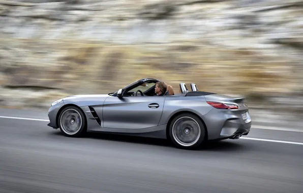 Picture road, grey, background, blur, BMW, Roadster, BMW Z4, M40i