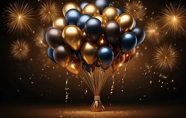Balls, balloons, holiday, balls, Shine, salute, blue, Christmas