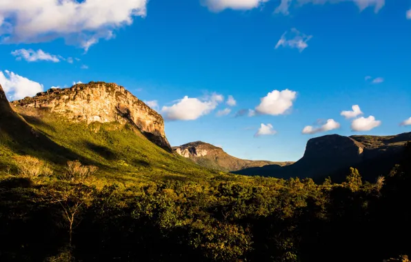 Summer, sky, nature, mountains, clouds, valley, Brasil, countryside